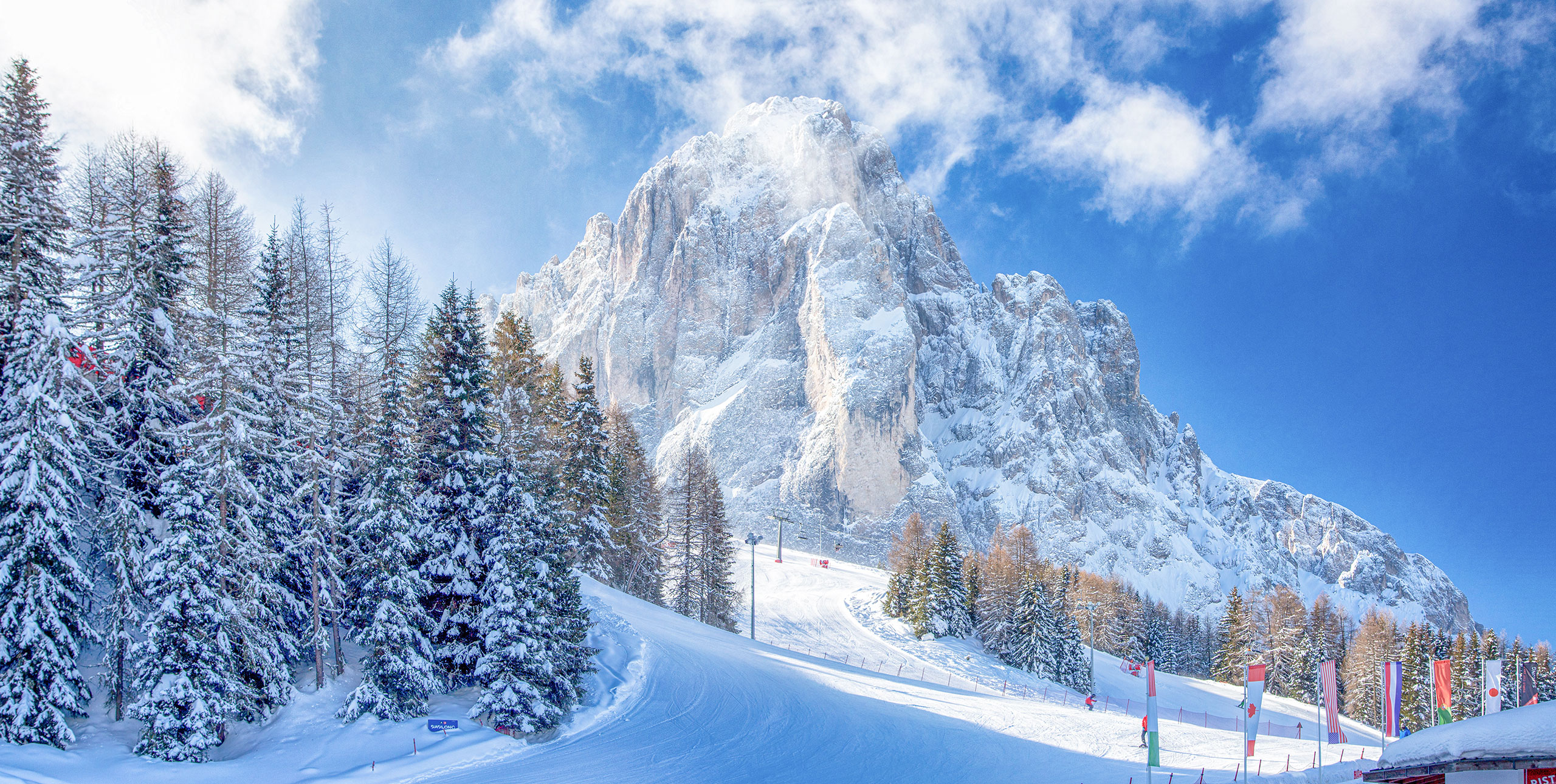 Winter in Val Gardena in the Dolomites